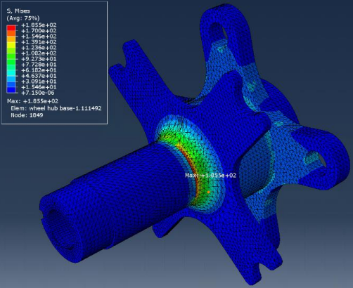FEA stress result for the Formula Student wheel hub