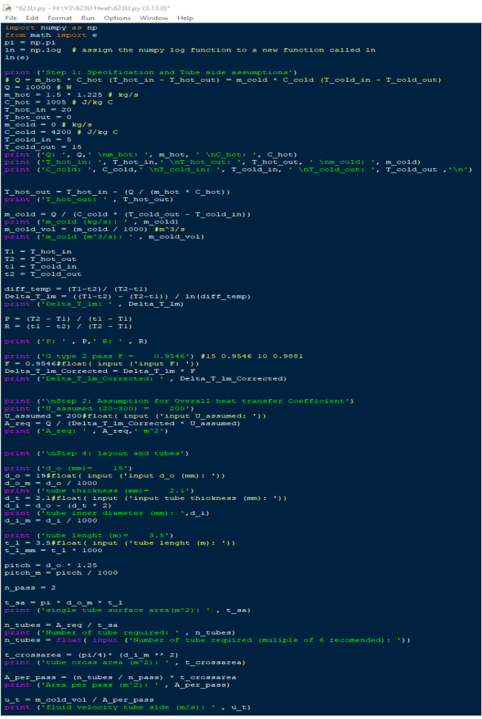 Python calculation workflow used for configuration selection.