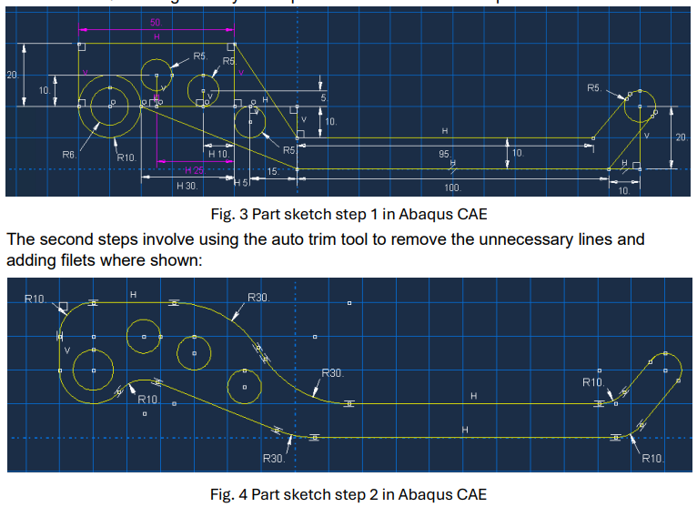 Abaqus sketch development used to simplify and prepare the geometry.